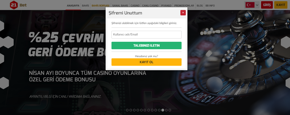 21Bet Şifremi Unuttum