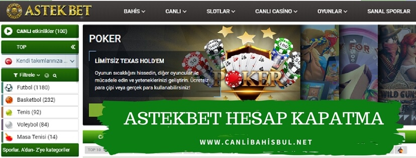 Astekbet Hesap Kapatma İşlemleri