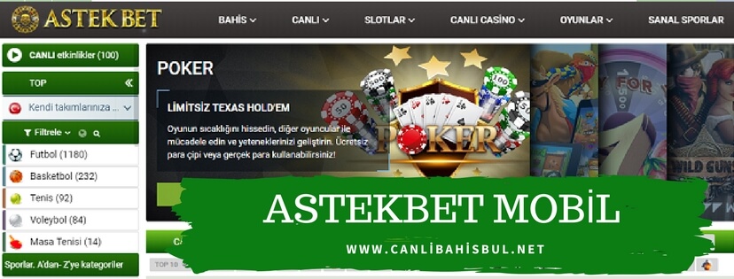 Astekbet Mobil İşlemler