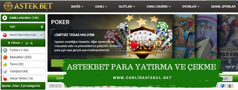 Astekbet Para Yatırma ve Çekme