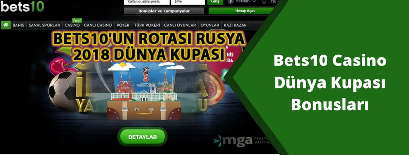 Bets10 casino dünya kupası bonusu