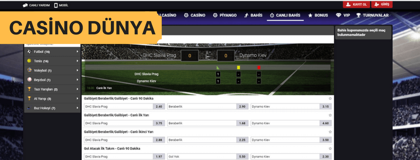 Casinodunya canlı bahis maç sonuçları
